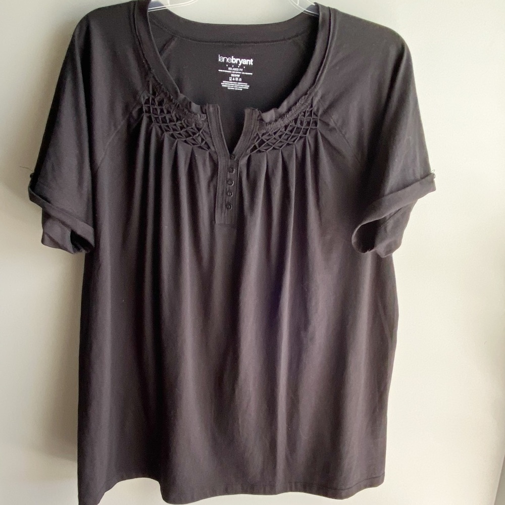 Lane Bryant /Black Short Sleeve Henley Tee - 22/24